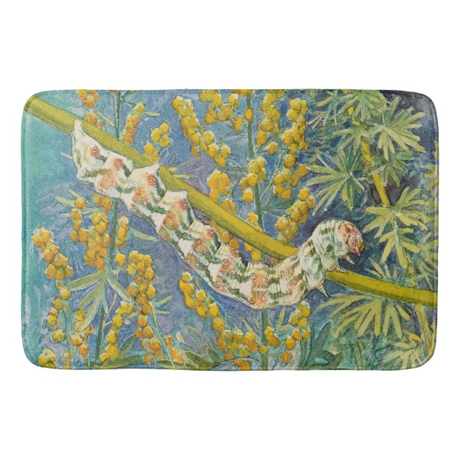 Cucullia Absinthii Wormwood Caterpillar  Bath Mat (Front)