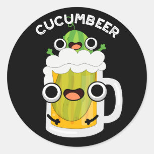 Cucum-beer Funny Beer Pun Dark BG Classic Round Sticker