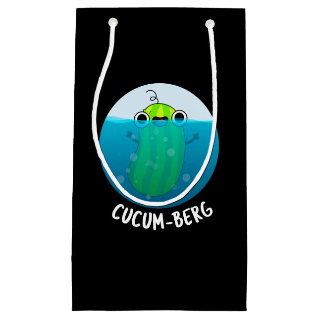 Cucum-berg Funny Cucumber Pun Dark BG Small Gift Bag (Front)