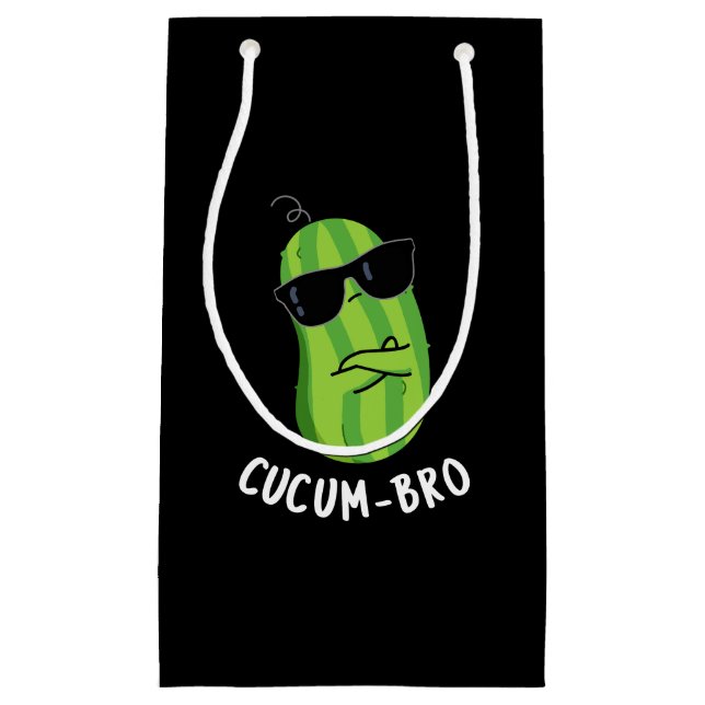 Cucum-bro Funny Veggie Cucumber Pun Dark BG Small Gift Bag (Front)