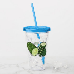 Cucumber cartoon illustration  acrylic tumbler