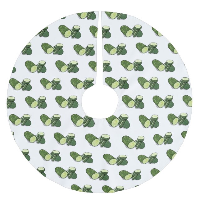 Cucumber cartoon illustration  brushed polyester tree skirt (Front)