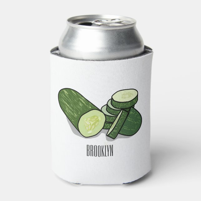 Cucumber cartoon illustration  can cooler (Can Front)