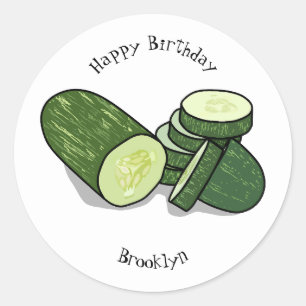 Cucumber cartoon illustration classic round sticker