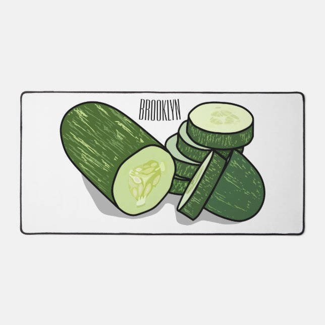 Cucumber cartoon illustration  desk mat (Front)