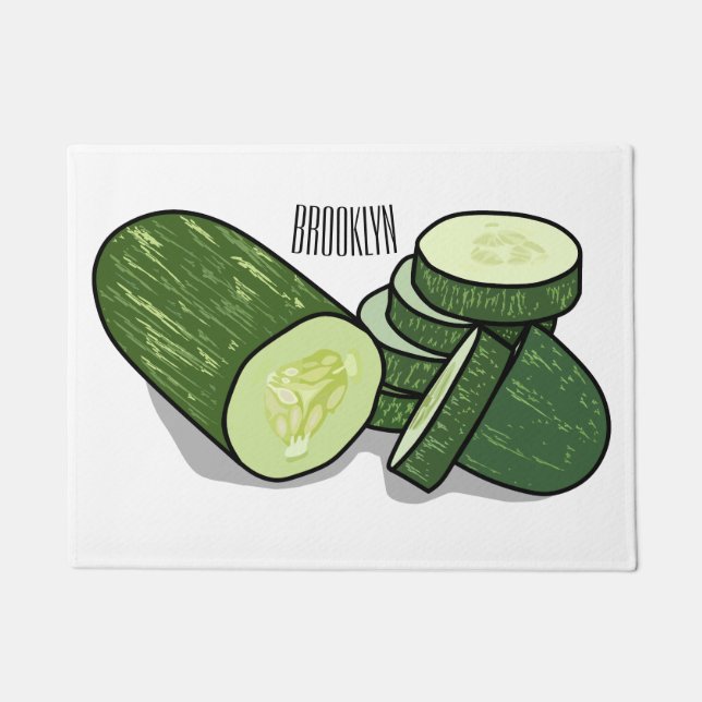 Cucumber cartoon illustration  doormat (Front)