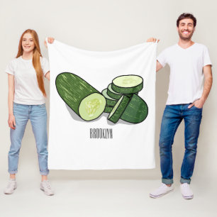 Cucumber cartoon illustration fleece blanket