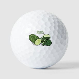 Cucumber cartoon illustration  golf balls