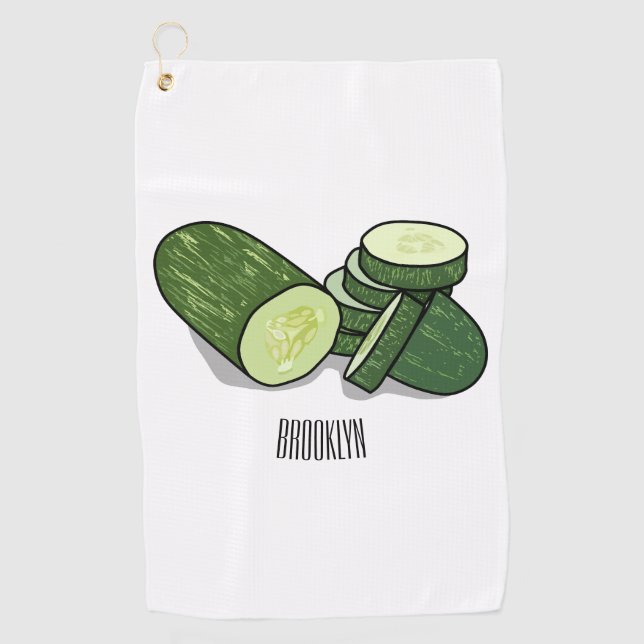 Cucumber cartoon illustration  golf towel (Front)