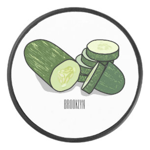 Cucumber cartoon illustration hockey puck