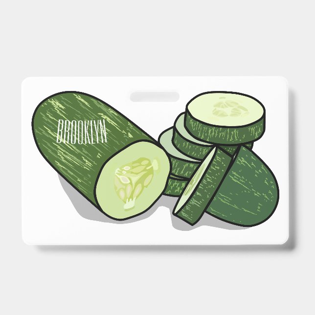 Cucumber cartoon illustration  ID badge (Front)