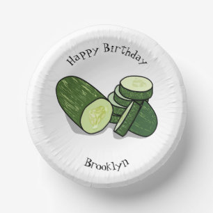 Cucumber cartoon illustration paper plate