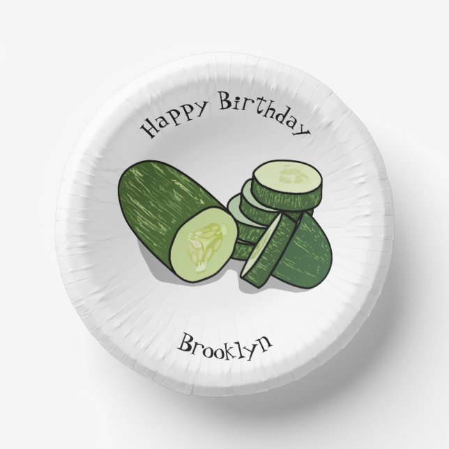 Cucumber cartoon illustration  paper plate (Front)