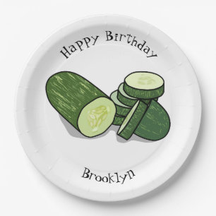 Cucumber cartoon illustration paper plate
