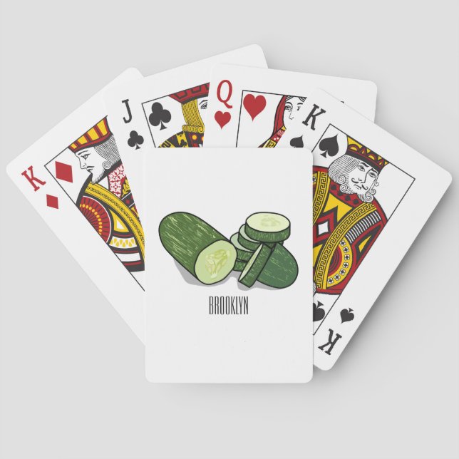 Cucumber cartoon illustration  playing cards (Back)