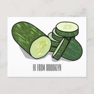 Cucumber cartoon illustration postcard