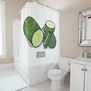 Cucumber cartoon illustration shower curtain