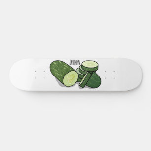 Cucumber cartoon illustration skateboard