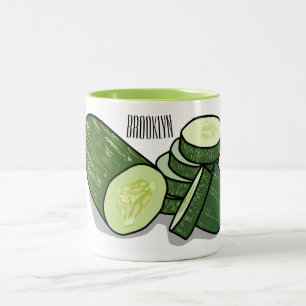 Cucumber cartoon illustration Two-Tone coffee mug