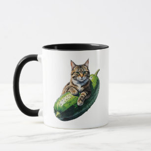 Cucumber Cat Hug – Funny Pet Lover Design Mug