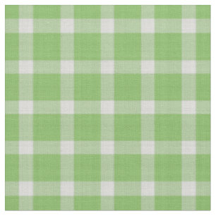 Cucumber Green and white checkered plaid gingham Fabric