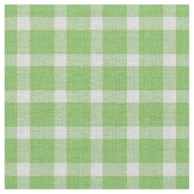 Cucumber Green and white checkered plaid gingham Fabric (Close Up)