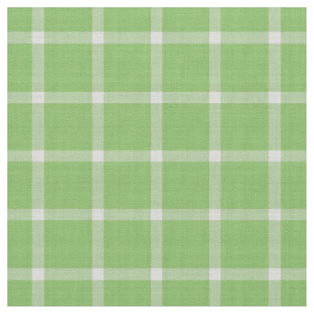 Cucumber Green and white plaid gingham Fabric (Close Up)