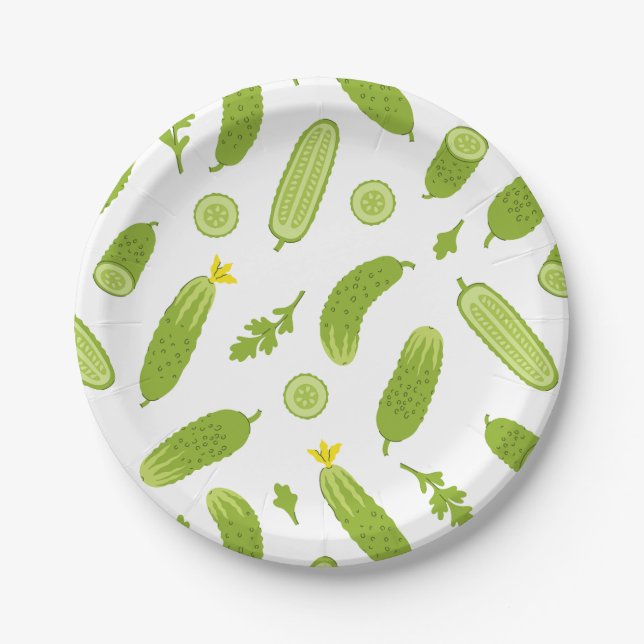 cucumber pickle vegetable vegan vegetarian paper plate (Front)