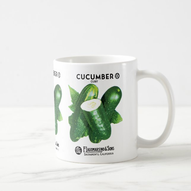 Cucumber Seed Packet Label Coffee Mug (Right)