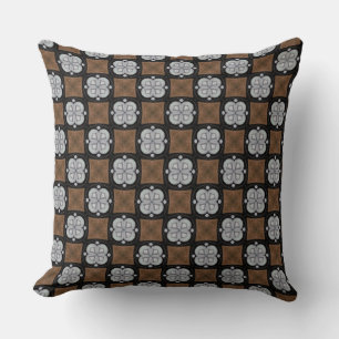 Cucumber Slice Grey and Black over Brown Design Cushion