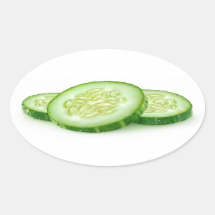Cucumber slices oval sticker
