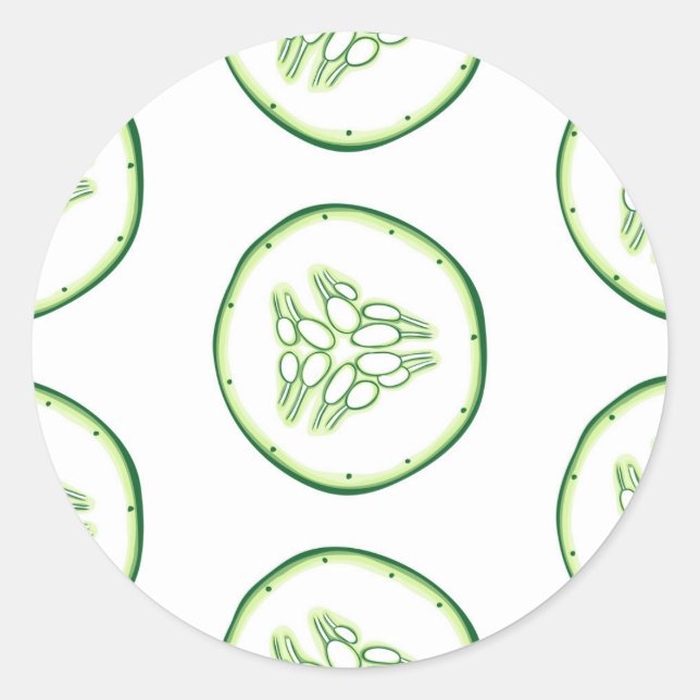 Cucumber slices pattern classic round sticker (Front)