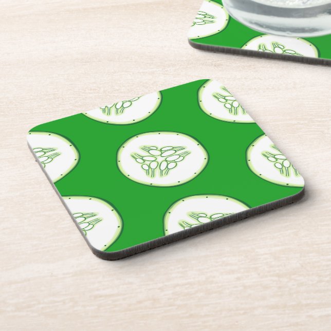 Cucumber slices pattern coaster (Left Side)