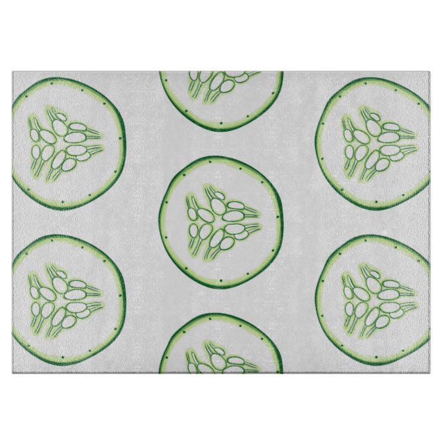 Cucumber slices pattern cutting board (Front)