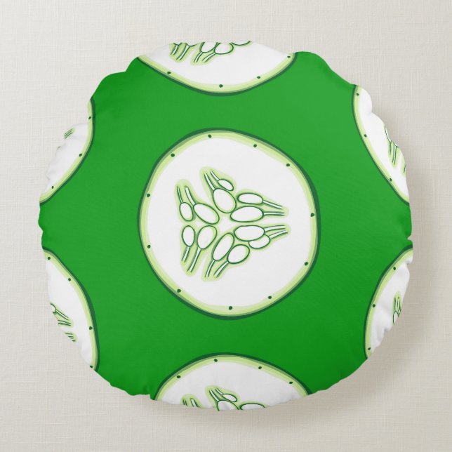 Cucumber slices pattern round cushion (Front)