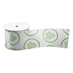 Cucumber slices pattern satin ribbon