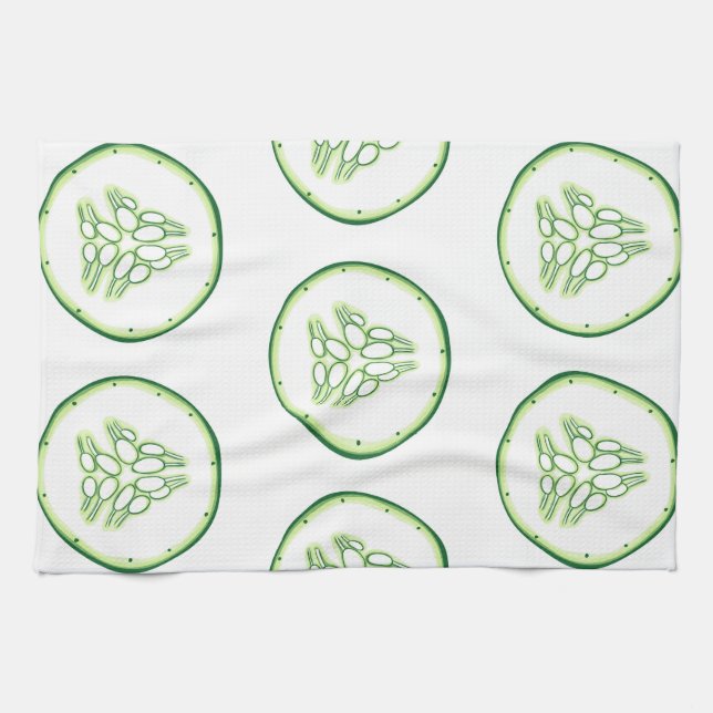 Cucumber slices pattern tea towel (Horizontal)
