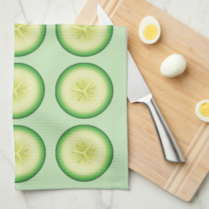 Cucumber Slices Pattern Tea Towel