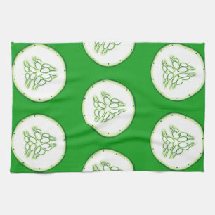Cucumber slices pattern tea towel