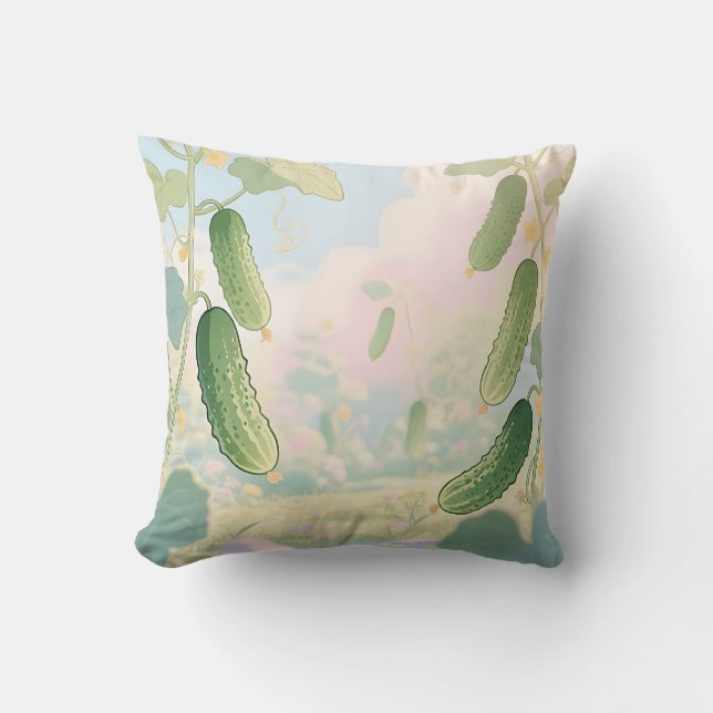 Cucumber Vine Garden Whimsical Cushion (Front)