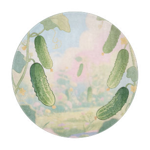 Cucumber Vine Garden Whimsical Cutting Board