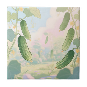 Cucumber Vine Garden Whimsical Tile