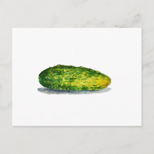 Cucumber watercolor postcard