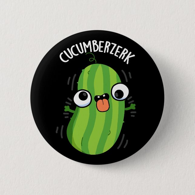 Cucumberzerk Funny Berzerk Cucumber Pun Dark BG 6 Cm Round Badge (Front)