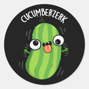 Cucumberzerk Funny Berzerk Cucumber Pun Dark BG Classic Round Sticker