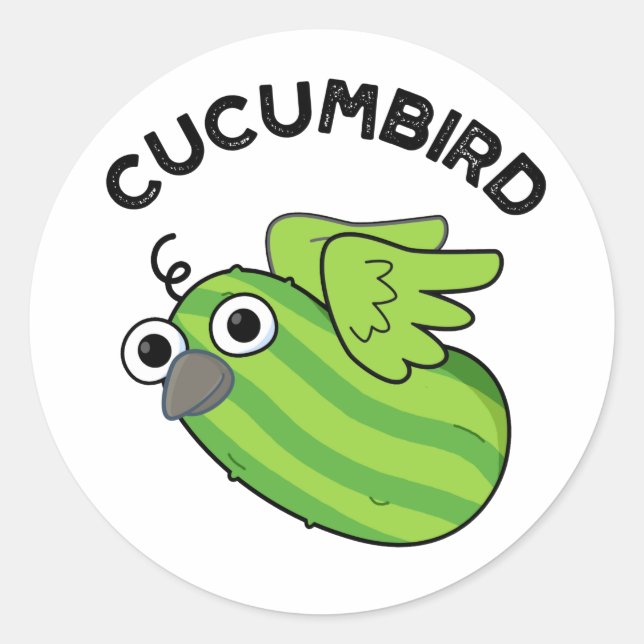 Cucumbird Funny Veggie Cucumber Pun  Classic Round Sticker (Front)