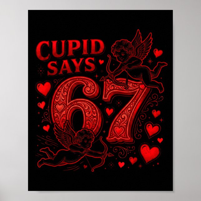 Cud Says 67 Cute Funny Valentines Day 6 7 Couple L Poster (Front)