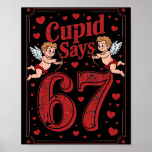 Cud Says 67 Funny 6 7 Valentine Couple Matching Si Poster