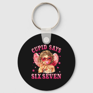 Cud Says Six Seven Funny 6-7 Meme Hand Valentines Key Ring