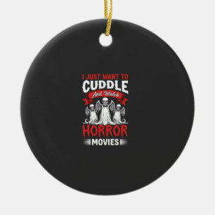Cuddle and Watch Horror Movies Skeleton Halloween Ceramic Tree Decoration